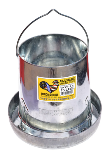 CHICKEN FEEDER GALVANIZED 15LB OPENTOP