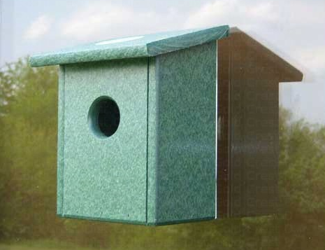 BIRD HOUSE RECYCLED PLASTIC WINDOW  DARK GREEN