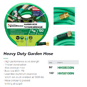 HOSE HD  5/8" X 50 ' GREEN 400 PSI