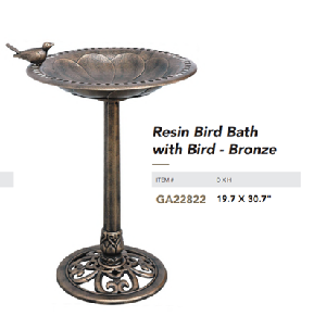 BIRD BATH W/BIRD  BRONZE