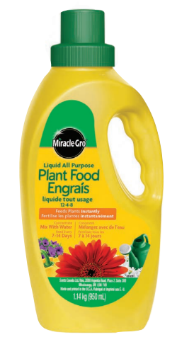 MIRACLE GRO LIQIUD ALL PURPOSE 12-4-8 PLANT FOOD 950ML