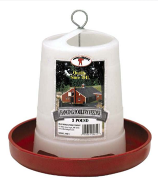 CHICK FEEDER HANGING 3LB PLASTIC PHF3 C/W 6" RED BASE
