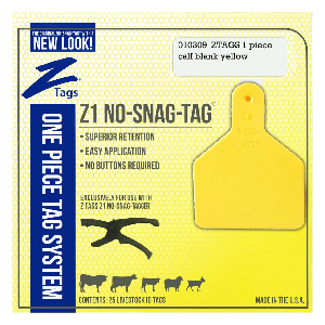 Z TAGS - 1 PIECE BLANK CALF, SHEEP, GOAT - YELLOW "EACH"