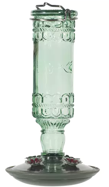 PERKY PET HUMMINGBIRD FEEDER PERKY-PET ANTIQUE GREEN BOTTLE 10 oz