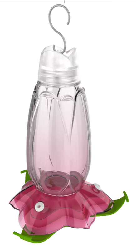 HUMMINGBIRD FEEDER PINK FLORAL 12 OZ. - MORE BIRDS