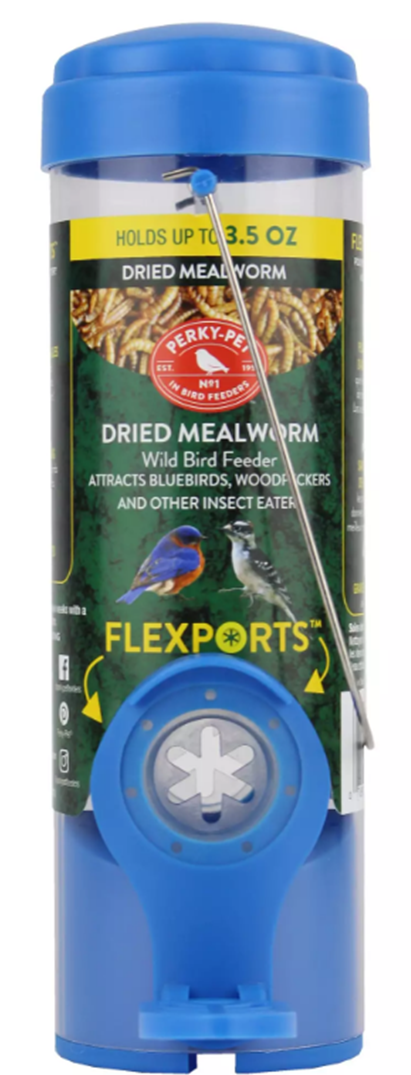 PERKY PET SEED TUBE FEEDER DRIED MEALWORM 3.5 OZ BLUE