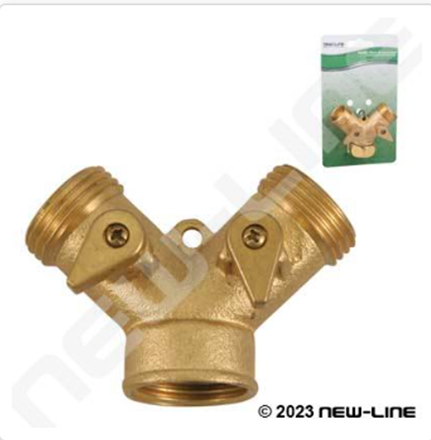 SHUT OFF GHT DUAL BRASS NEWLINE